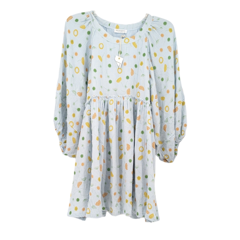 NWT Shop Neighbor Balloon Sleeve Mini Dress Blue Size Small